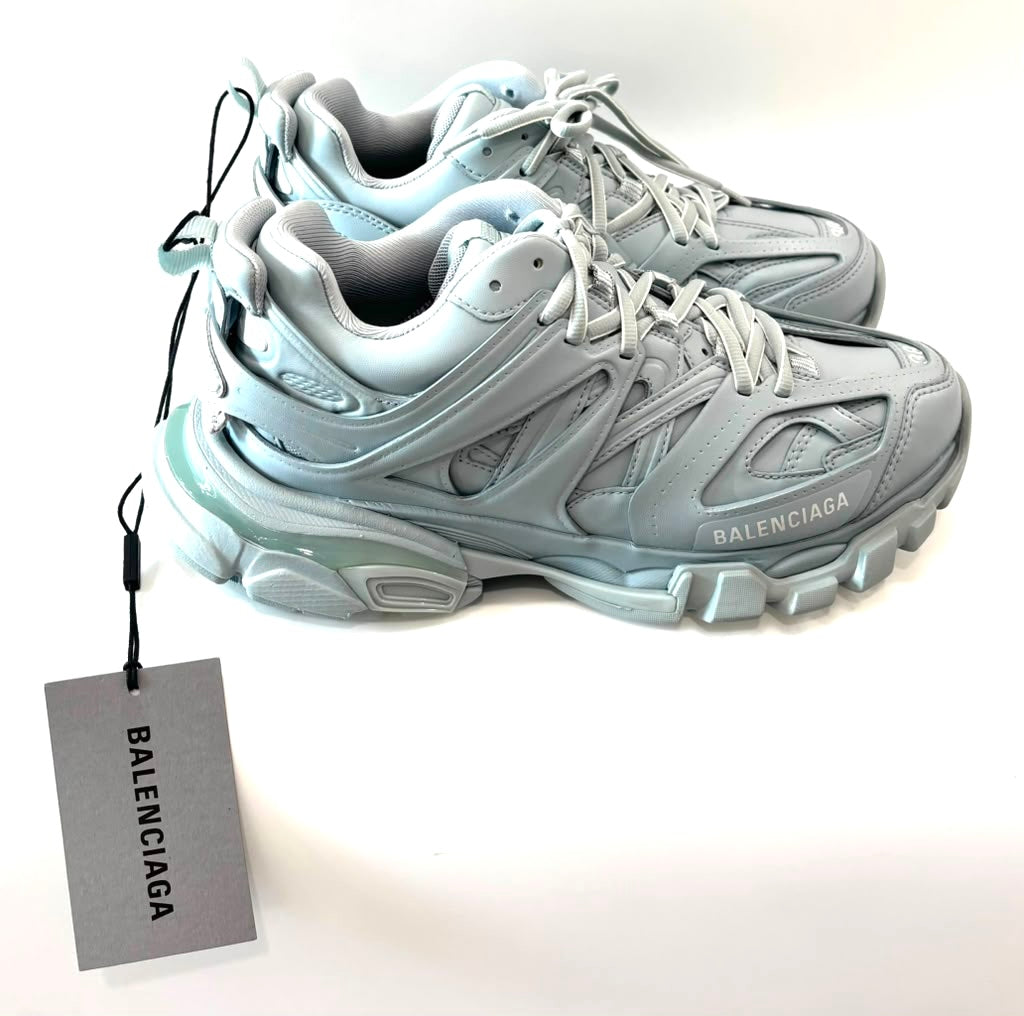 BALENCIAGA TRACK TRAINER SNEAKERS IN PALE BLUE