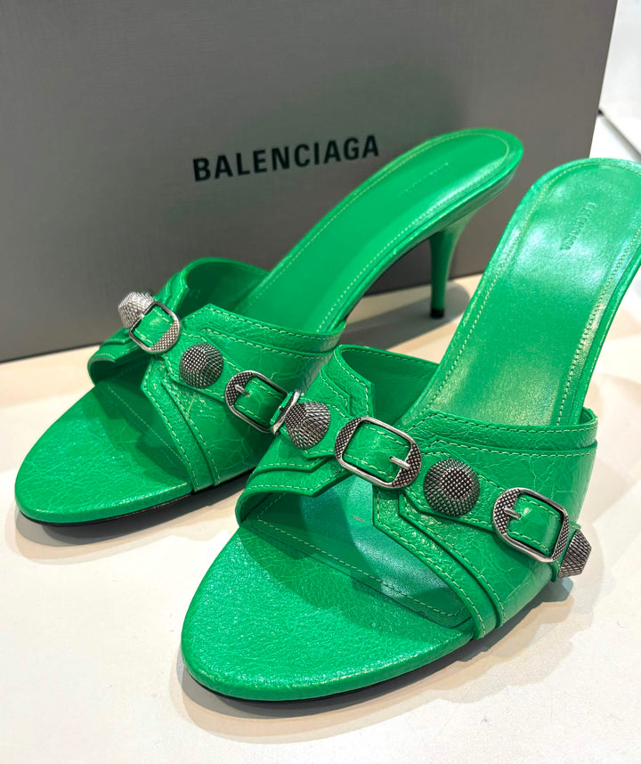 BALENCIAGA AGNEAU ARENA CAGOLE 50 LAMBSKIN LEATHER MULES