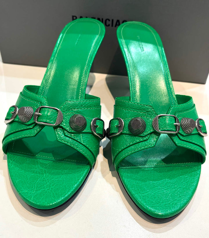 BALENCIAGA AGNEAU ARENA CAGOLE 50 LAMBSKIN LEATHER MULES