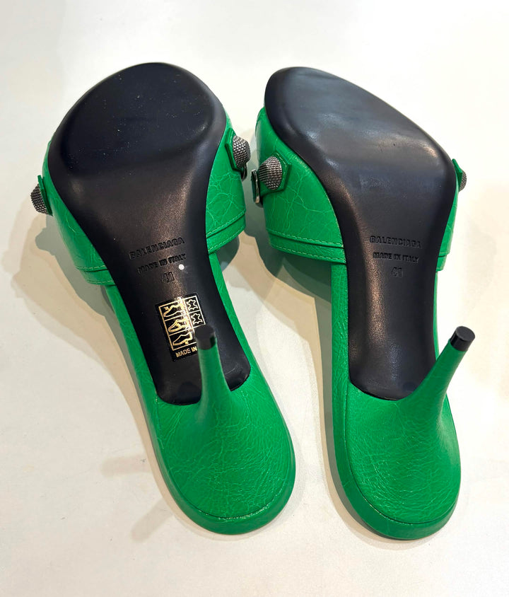 BALENCIAGA AGNEAU ARENA CAGOLE 50 LAMBSKIN LEATHER MULES