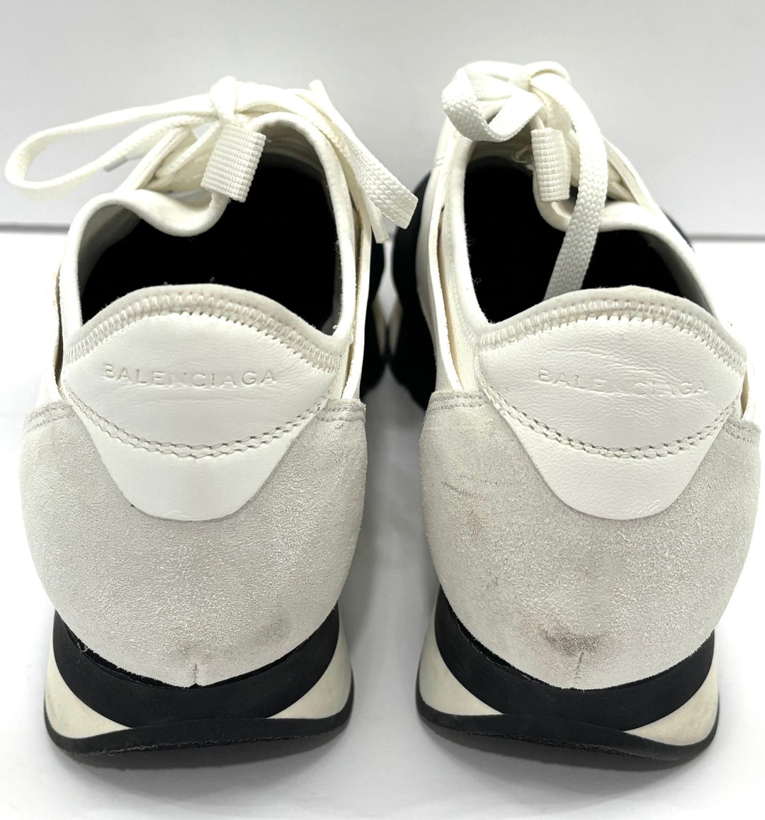 BALENCIAGA RACE RUNNER CALFSKIN &amp; MESH SNEAKERS