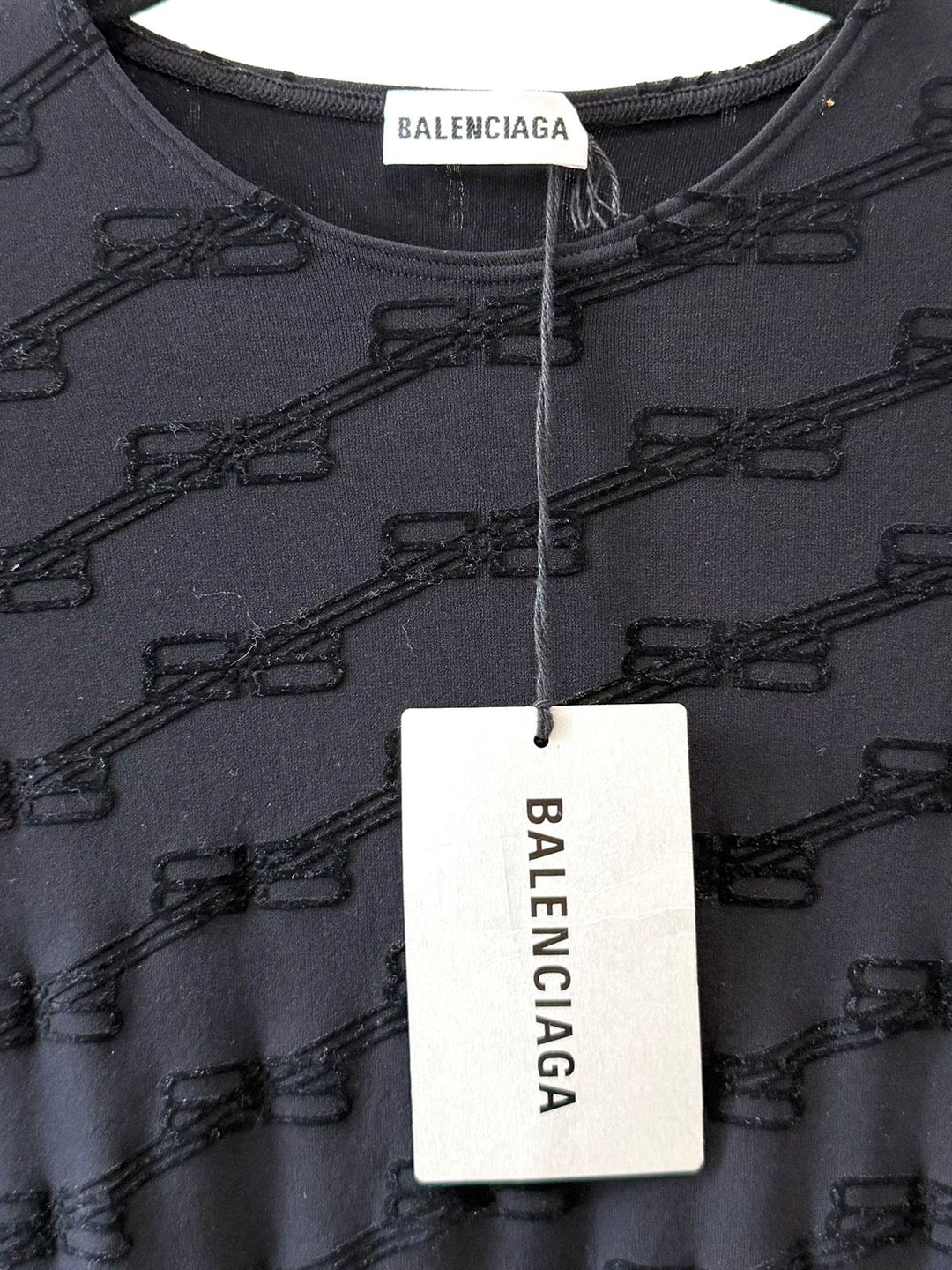 BALENCIAGA BB MONOGRAM FLOCKED LONG SLEEVE TOP