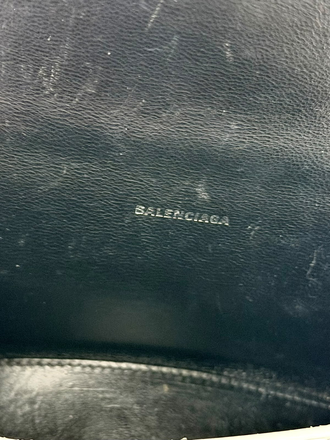 BALENCIAGA CROCODILE EMBOSSED HOURGLASS XS HANDBAG