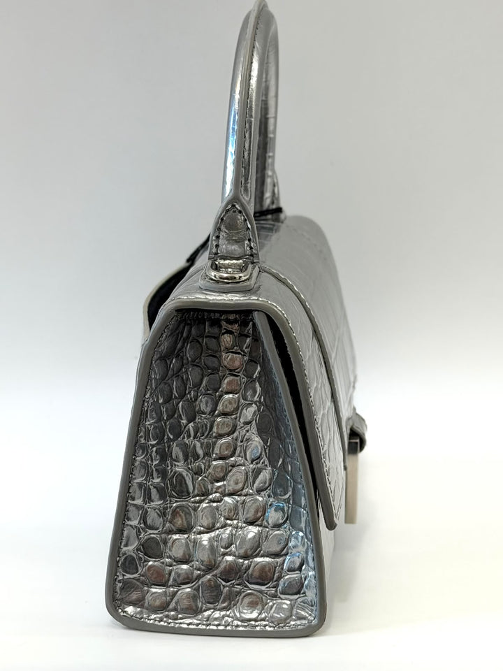 BALENCIAGA CROCODILE EMBOSSED HOURGLASS XS HANDBAG