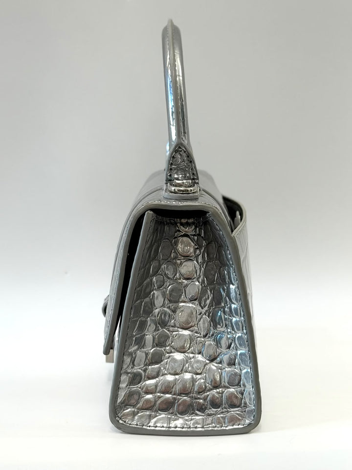 BALENCIAGA CROCODILE EMBOSSED HOURGLASS XS HANDBAG