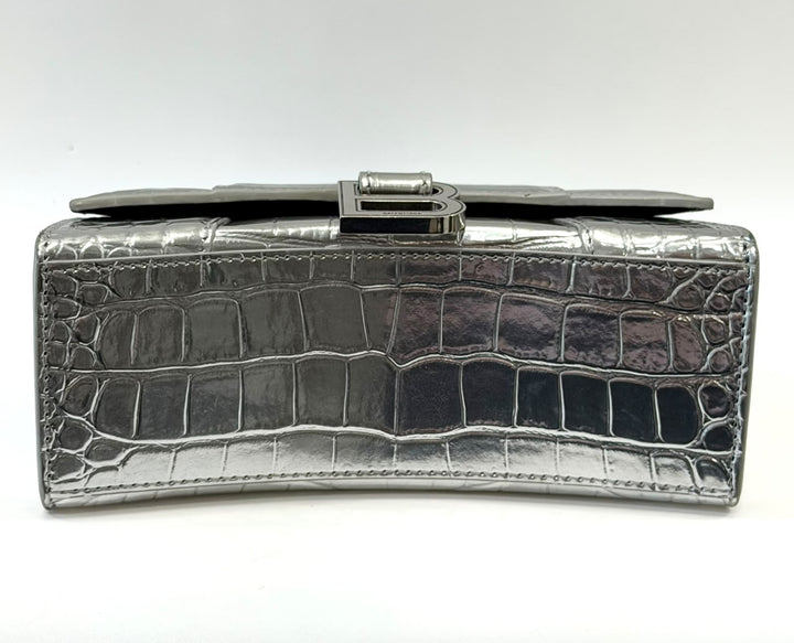 BALENCIAGA CROCODILE EMBOSSED HOURGLASS XS HANDBAG