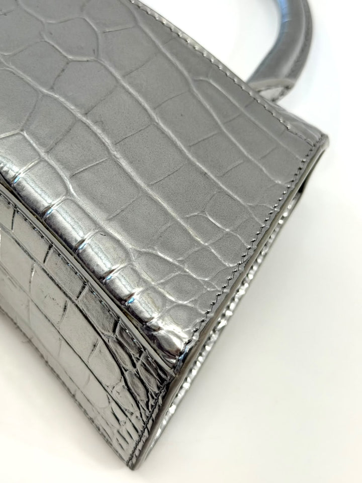BALENCIAGA CROCODILE EMBOSSED HOURGLASS XS HANDBAG