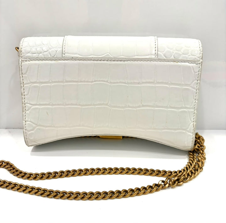 BALENCIAGA CROC EMBOSSED LEATHER HOURGLASS WALLET ON CHAIN