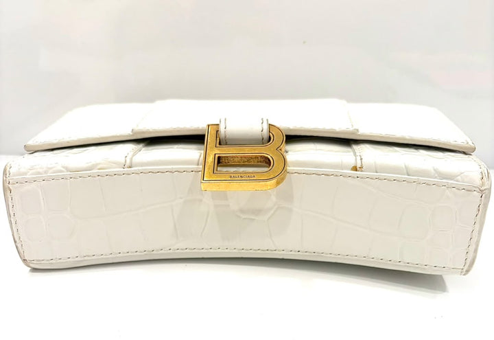 BALENCIAGA CROC EMBOSSED LEATHER HOURGLASS WALLET ON CHAIN