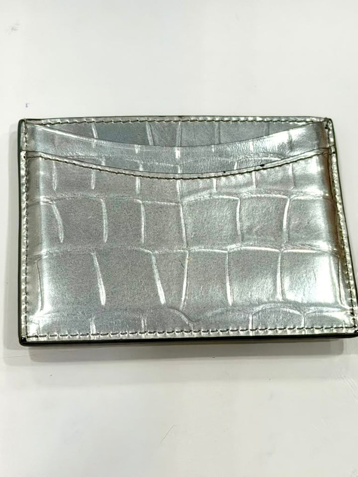 BALENCIAGA HOURGLASS METALLIC CROC EMBOSSED CALFSKIN CARD CASE