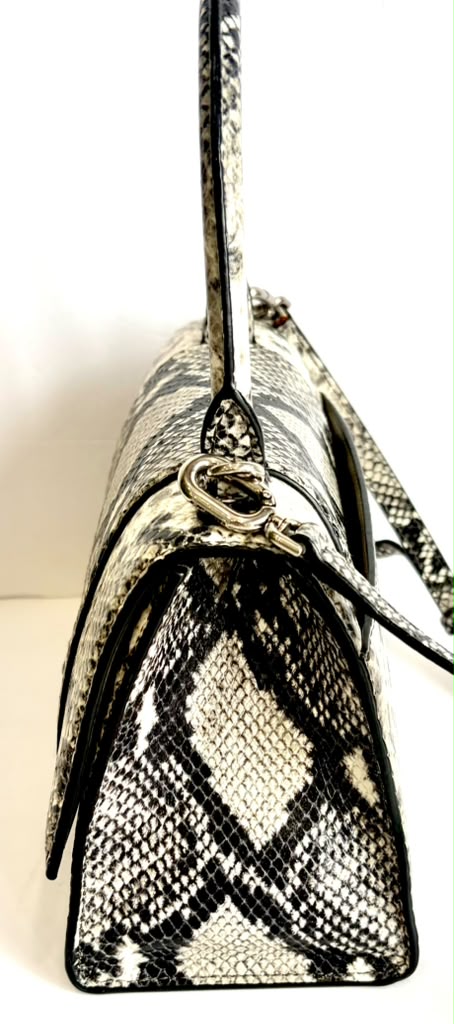 BALENCIAGA HOURGLASS SMALL SNAKE EMBOSSED TOP HANDLE BAG