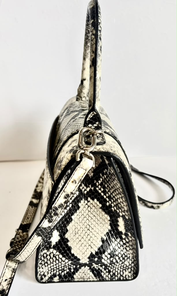 BALENCIAGA HOURGLASS SMALL SNAKE EMBOSSED TOP HANDLE BAG