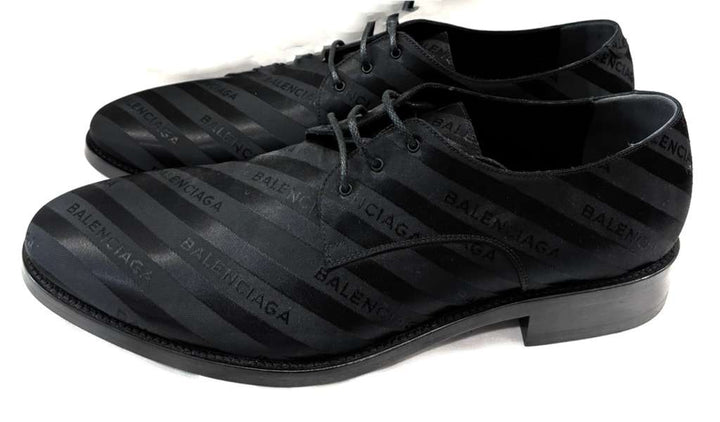 BALENCIAGA STRIPED LACE-UP JACQUARD DERBY MEN&