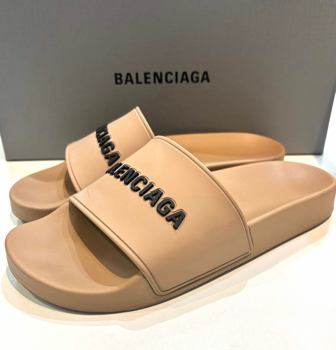BALENCIAGA LOGO EMBOSSED LADIES POOL SLIDES