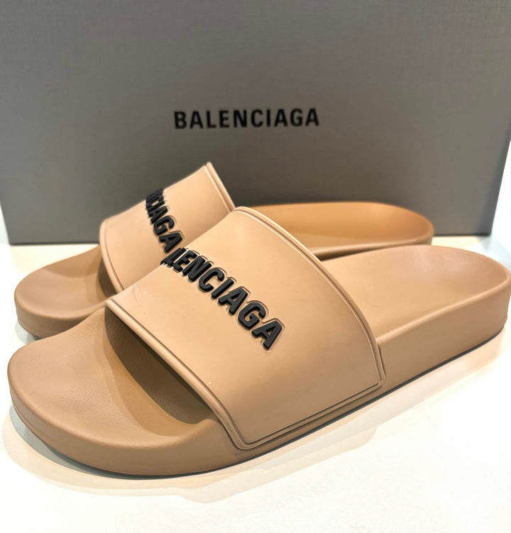 BALENCIAGA LOGO EMBOSSED LADIES POOL SLIDES