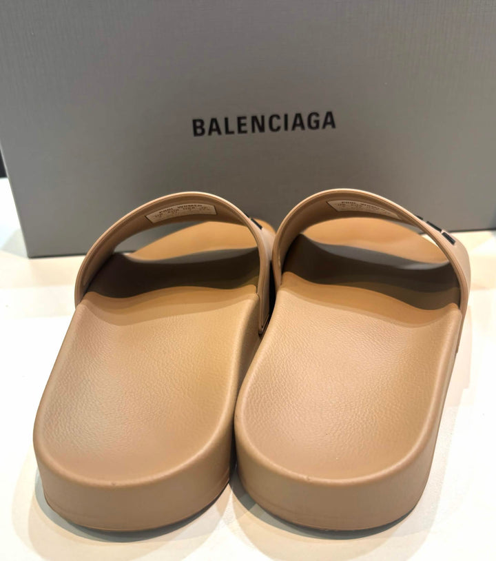 BALENCIAGA LOGO EMBOSSED LADIES POOL SLIDES