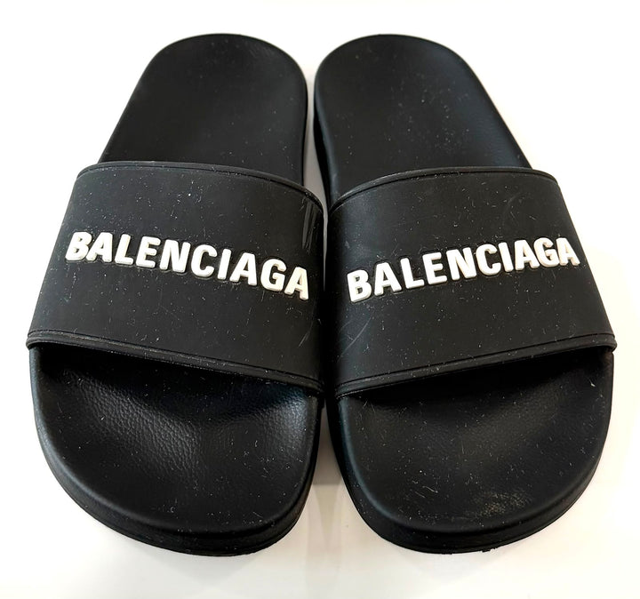 BALENCIAGA RUBBER LOGO POOL SLIDES