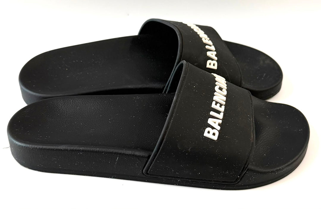 BALENCIAGA RUBBER LOGO POOL SLIDES