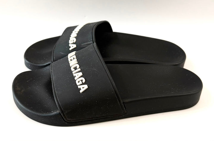 BALENCIAGA RUBBER LOGO POOL SLIDES