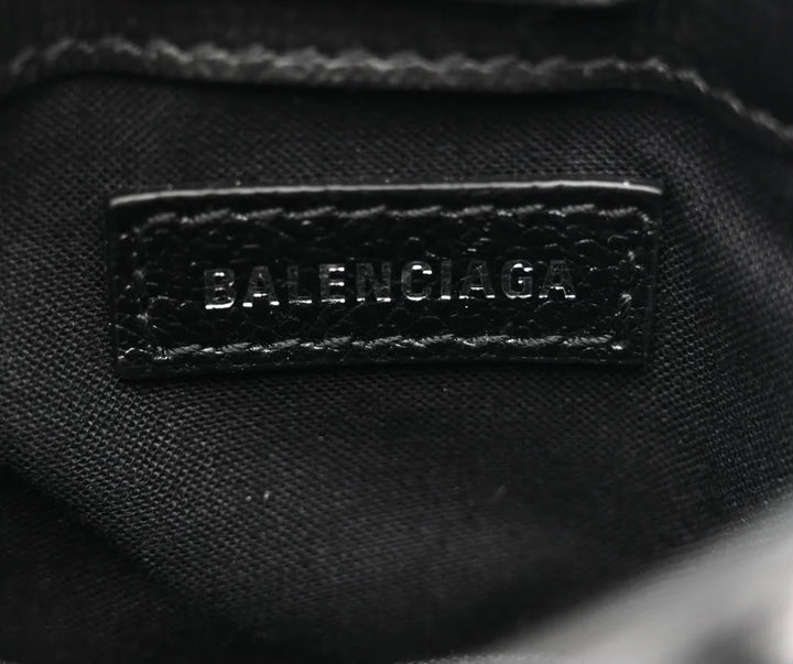 BALENCIAGA TEXTURED CALFSKIN LEATHER SHOPPING PHONE HOLDER BAG