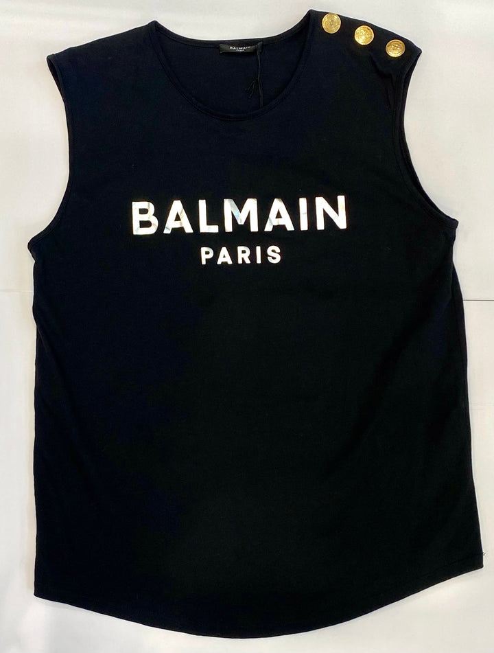BALMAIN ECO-DESIGNED 3 BUTTON LOGO PRINT T-SHIRT