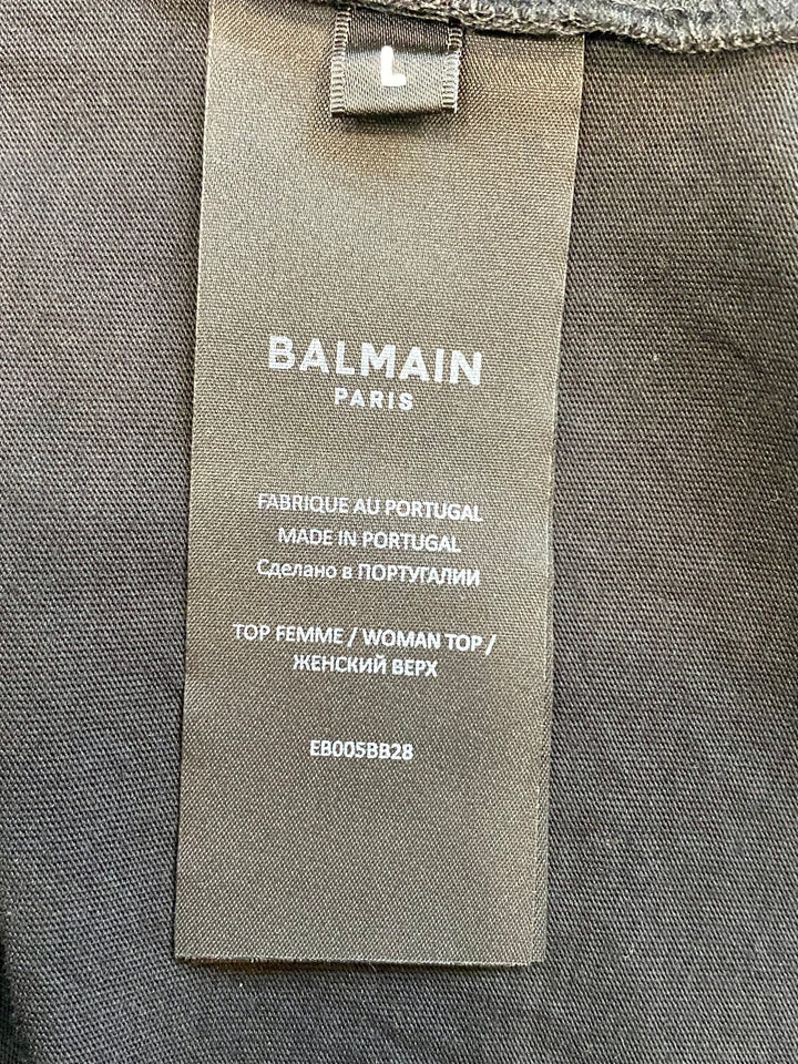 BALMAIN ECO-DESIGNED 3 BUTTON LOGO PRINT T-SHIRT