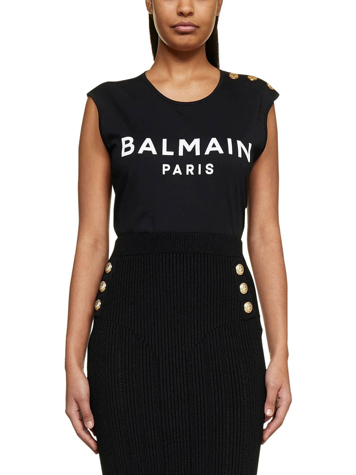 BALMAIN ECO-DESIGNED 3 BUTTON LOGO PRINT T-SHIRT