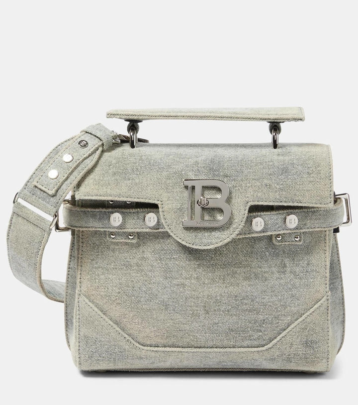 BALMAIN B-BUZZ 23 DENIM CROSSBODY BAG