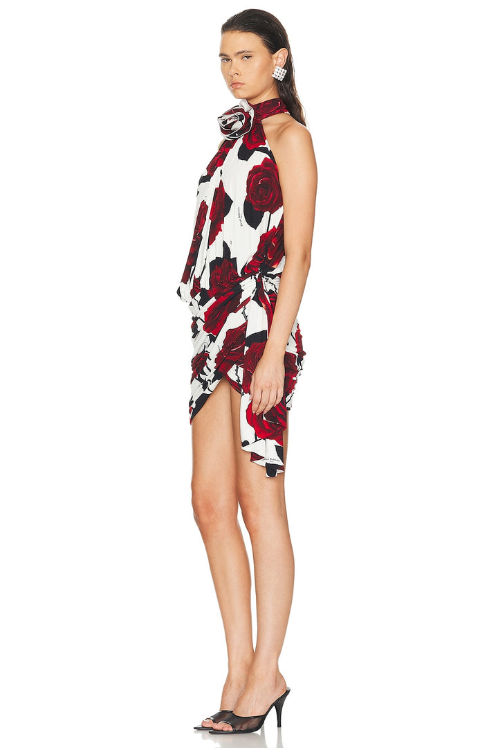BALMAIN PARIS ROSE PRINT MINI DRESS