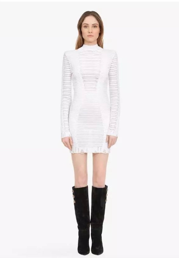 BALMAIN PARIS SHEER KNIT MINI DRESS – Caroline's Fashion Luxuries