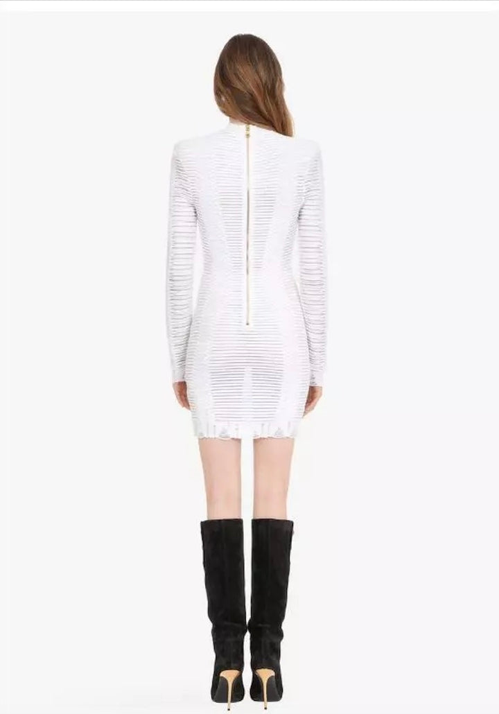 BALMAIN PARIS SHEER KNIT MINI DRESS