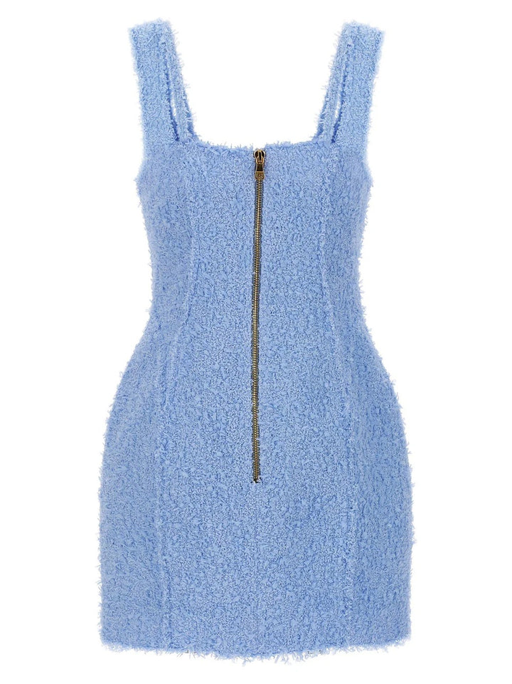 BALMAIN PARIS BUTTON EMBELLISHED TWEED MINI DRESS