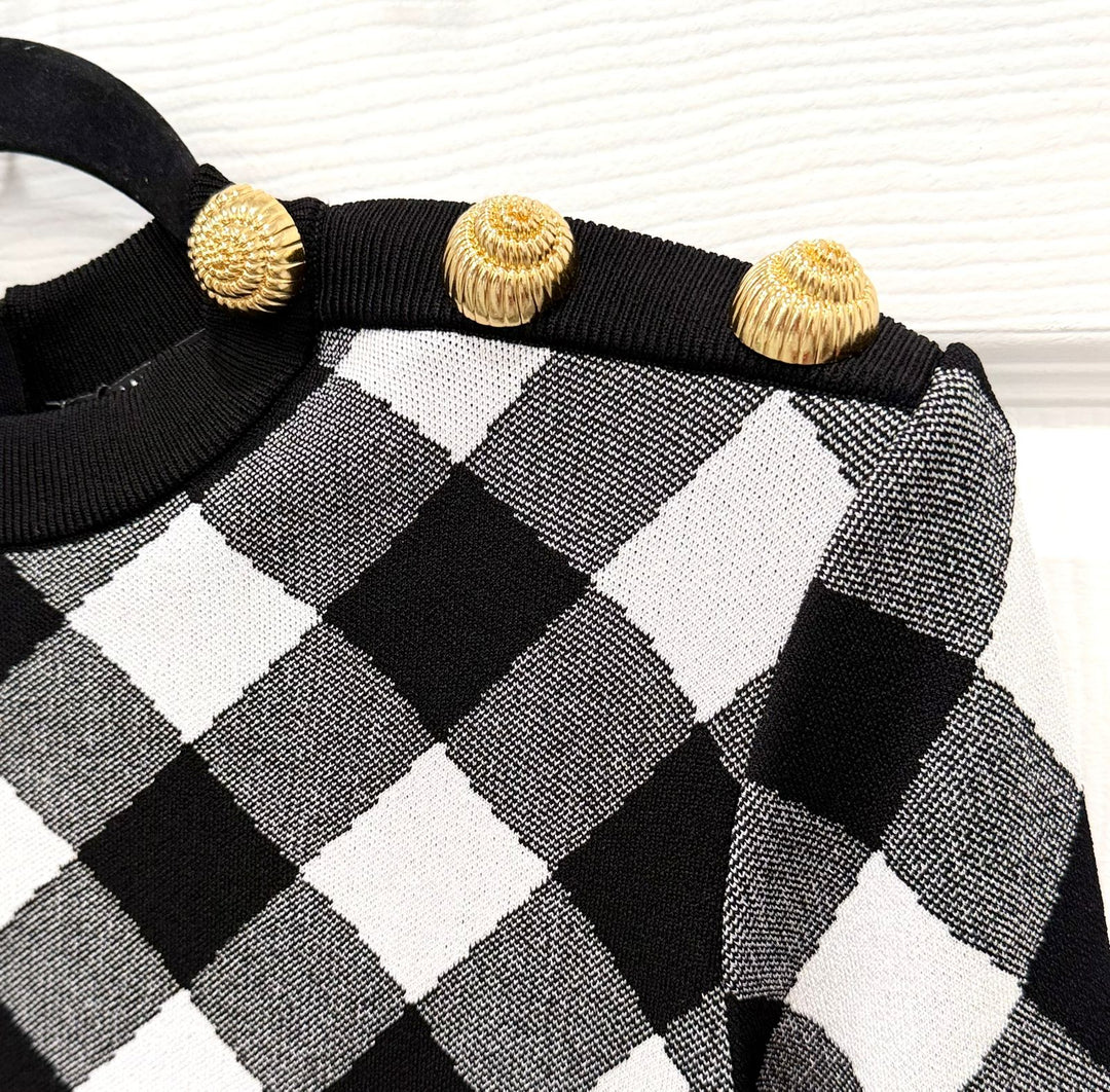 BALMAIN DIAMOND KNIT MINI DRESS