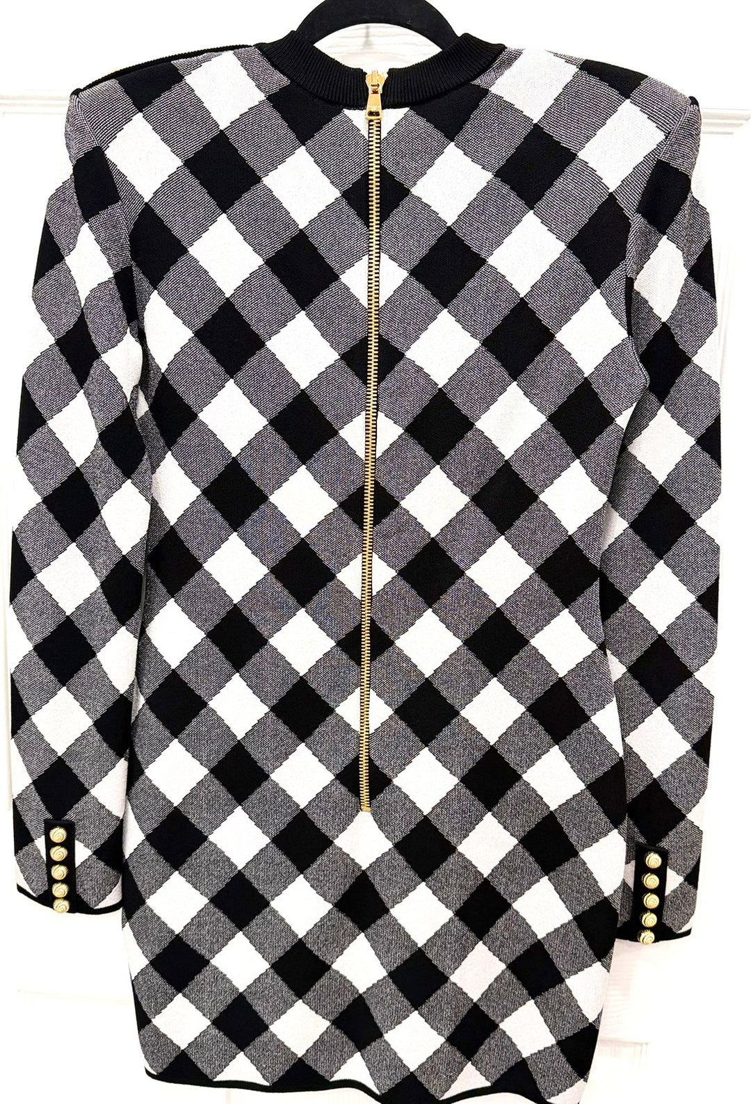 BALMAIN DIAMOND KNIT MINI DRESS