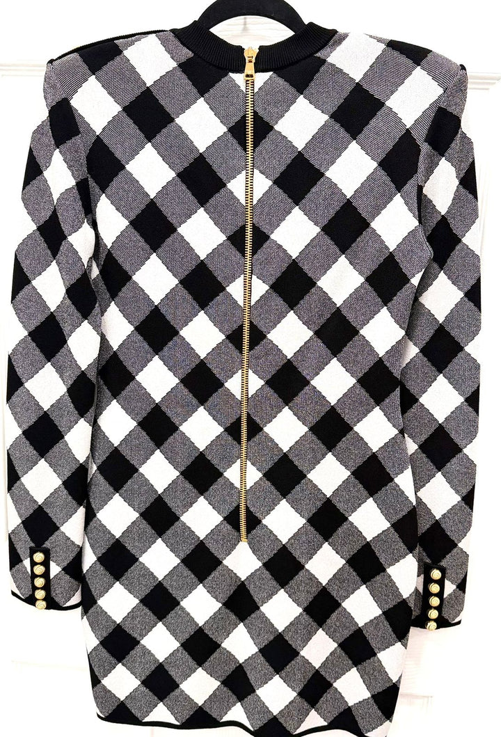 BALMAIN DIAMOND KNIT MINI DRESS