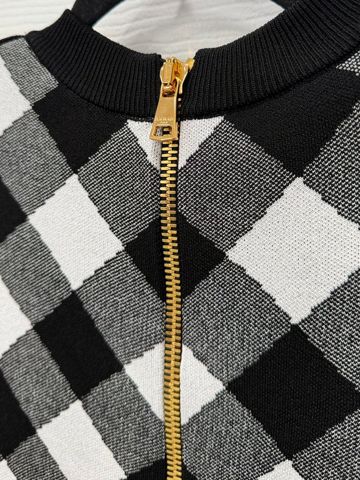 BALMAIN DIAMOND KNIT MINI DRESS