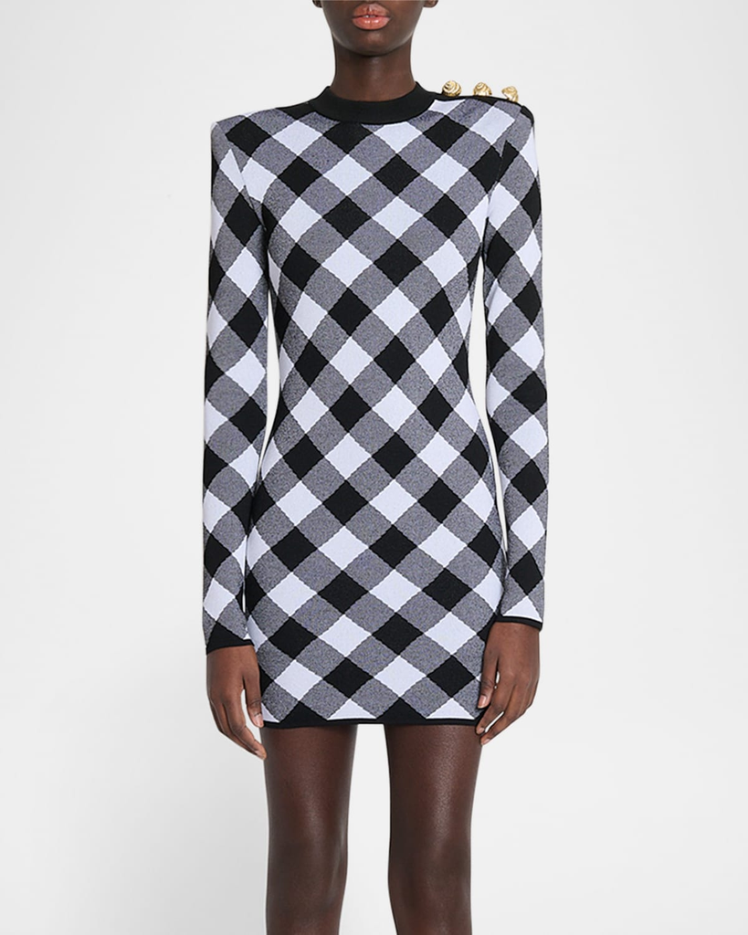 BALMAIN DIAMOND KNIT MINI DRESS – Caroline's Fashion Luxuries