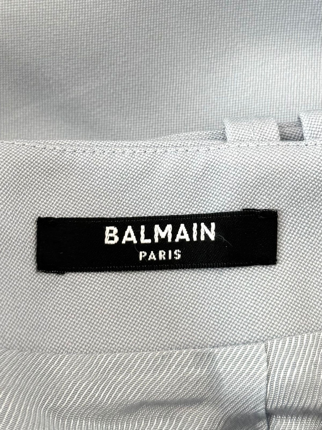 BALMAIN WRAP EFFECT WOOL CREPE MINI SKIRT