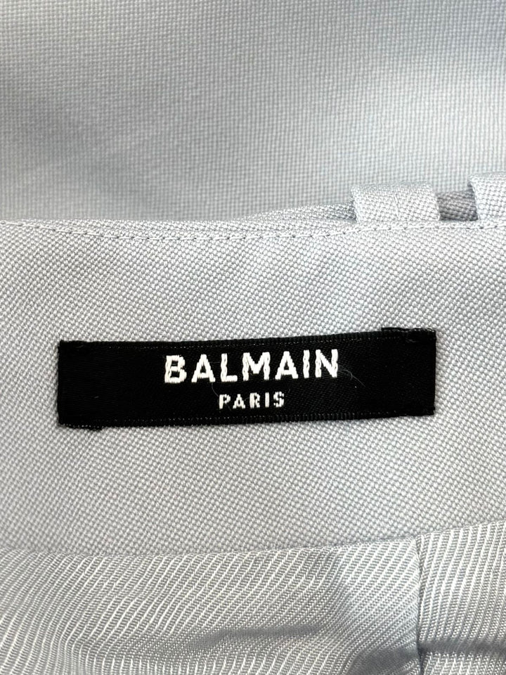 BALMAIN WRAP EFFECT WOOL CREPE MINI SKIRT
