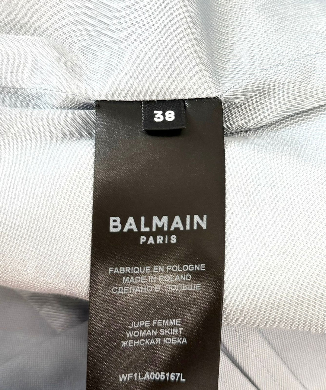 BALMAIN WRAP EFFECT WOOL CREPE MINI SKIRT