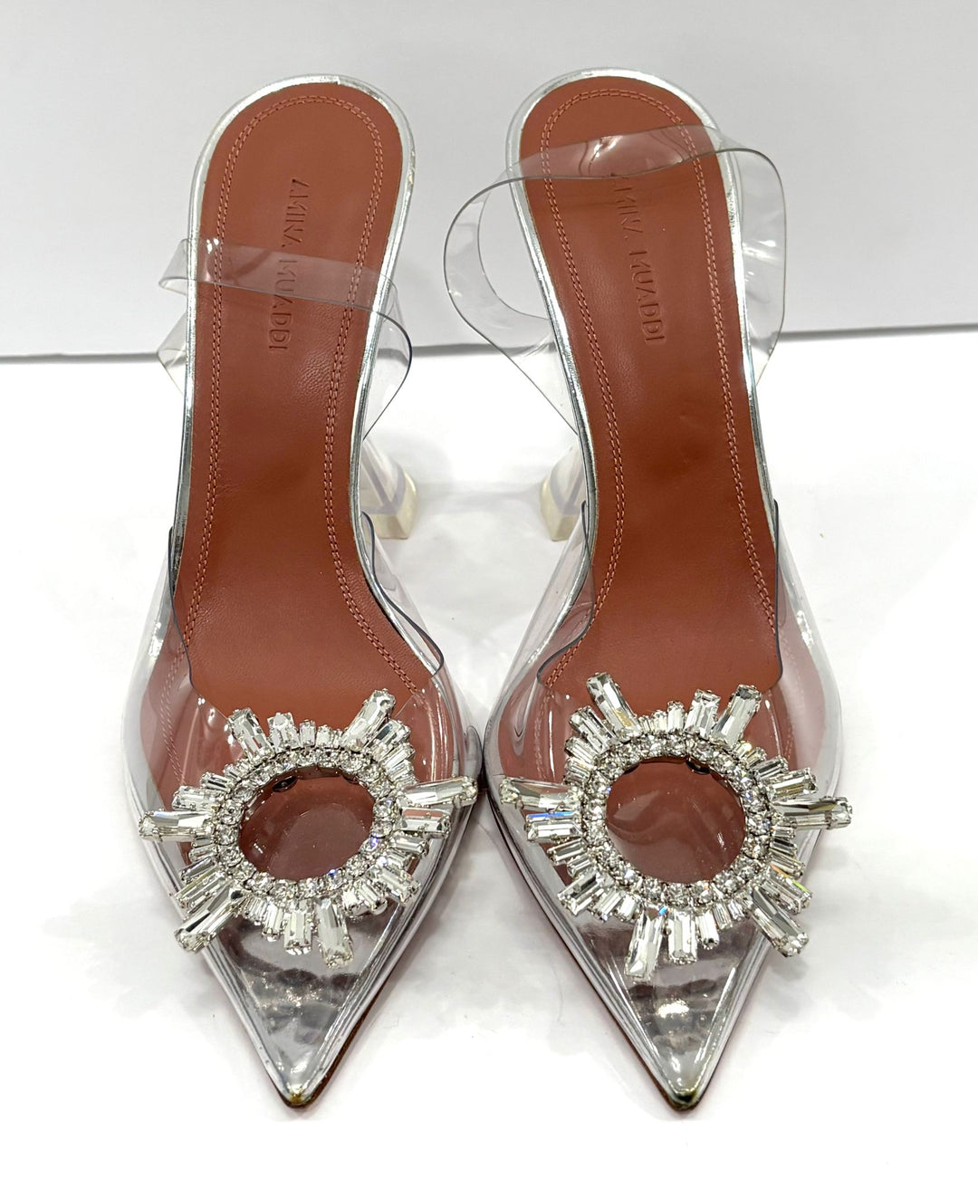 AMINA MUADDI BEGUM EMBELLISHED PVC SLINGBACK PUMPS