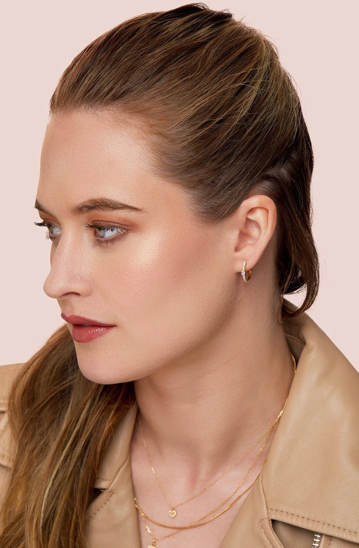 BONY LEVY LINEA DIAMOND HUGGIE HOOP 18K GOLD EARRINGS