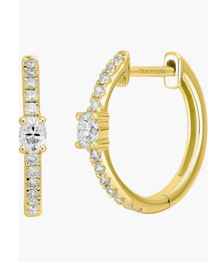 BONY LEVY LINEA DIAMOND HUGGIE HOOP 18K GOLD EARRINGS