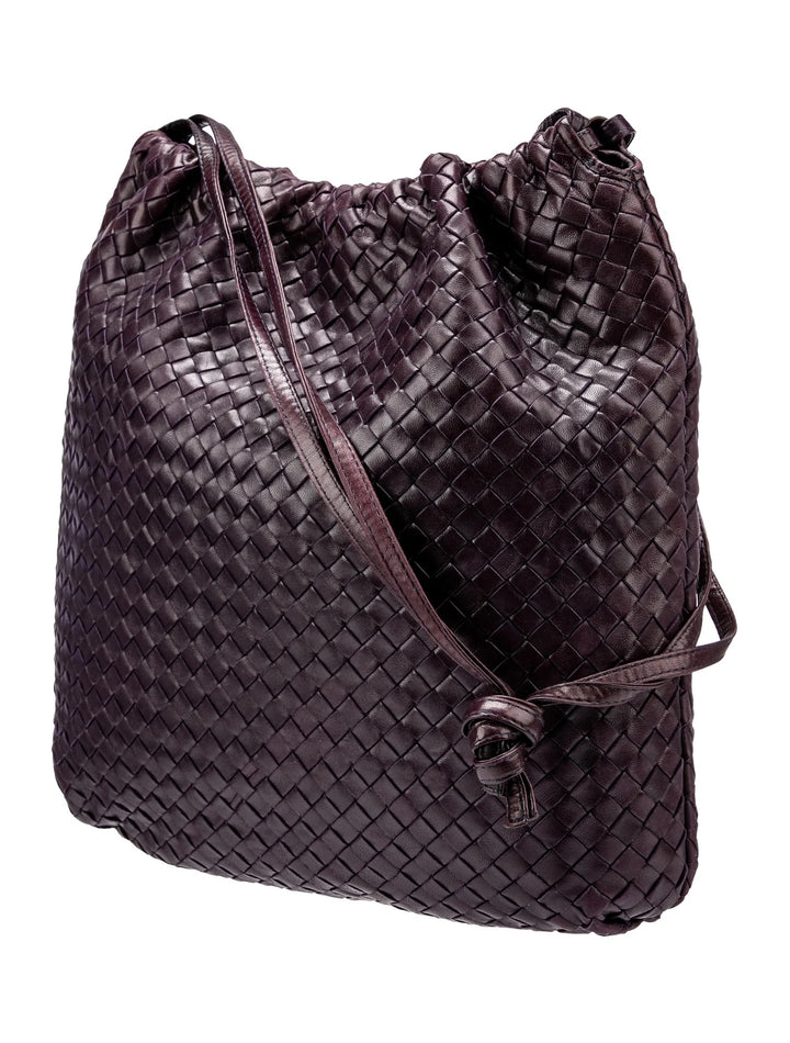BOTTEGA VENETA INTRECCIATO WOVEN NAPPA LEATHER DRAWSTRING BAG