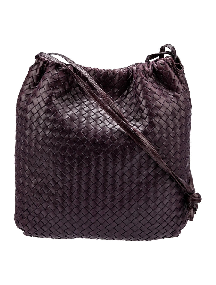 BOTTEGA VENETA INTRECCIATO WOVEN NAPPA LEATHER DRAWSTRING BAG