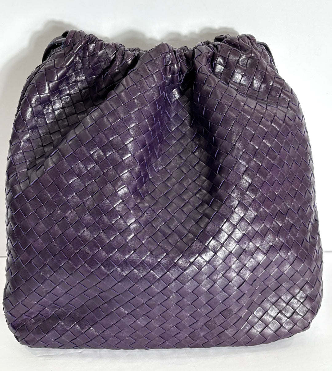 BOTTEGA VENETA INTRECCIATO WOVEN NAPPA LEATHER DRAWSTRING BAG