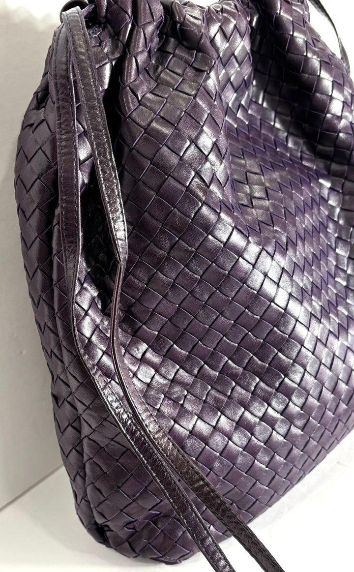 BOTTEGA VENETA INTRECCIATO WOVEN NAPPA LEATHER DRAWSTRING BAG