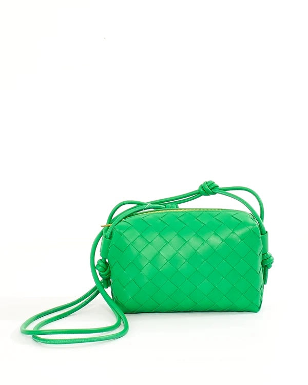 BOTTEGA VENETA NAPPA LEATHER INTECCIATO MINI LOOP CAMERA BAG PARAKEET