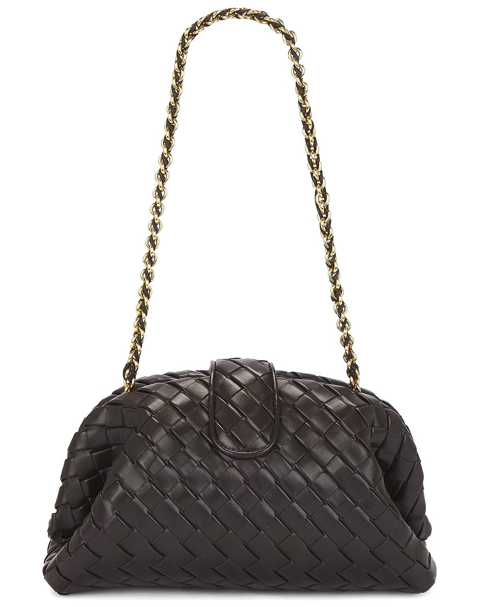 BOTTEGA VENETA LAUREN 1980 TEEN NAPPA LEATHER CLUTCH WITH CHAIN
