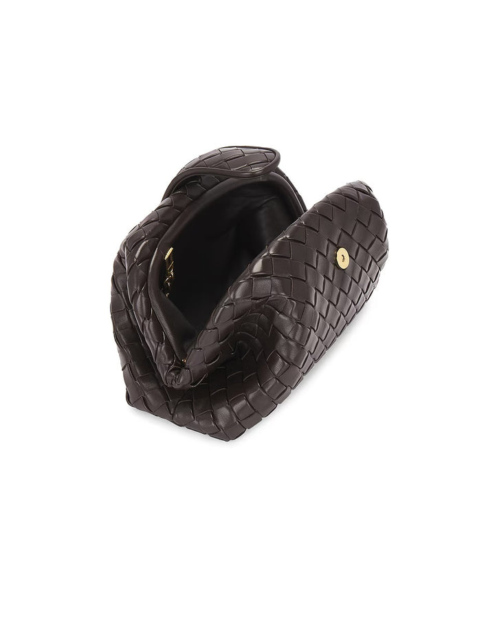BOTTEGA VENETA LAUREN 1980 TEEN NAPPA LEATHER CLUTCH WITH CHAIN